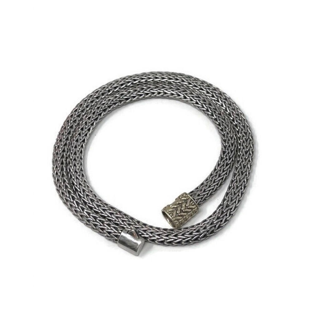John Hardy Sterling 925 18K Yellow Gold 6mm Classic Wheat Chain Necklace 16"